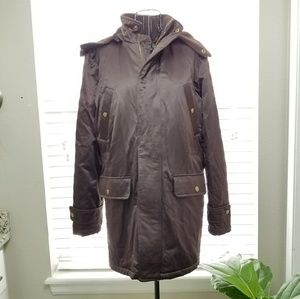 Ralph Lauren Long Brown Fleece Lined Coat w/ Hood